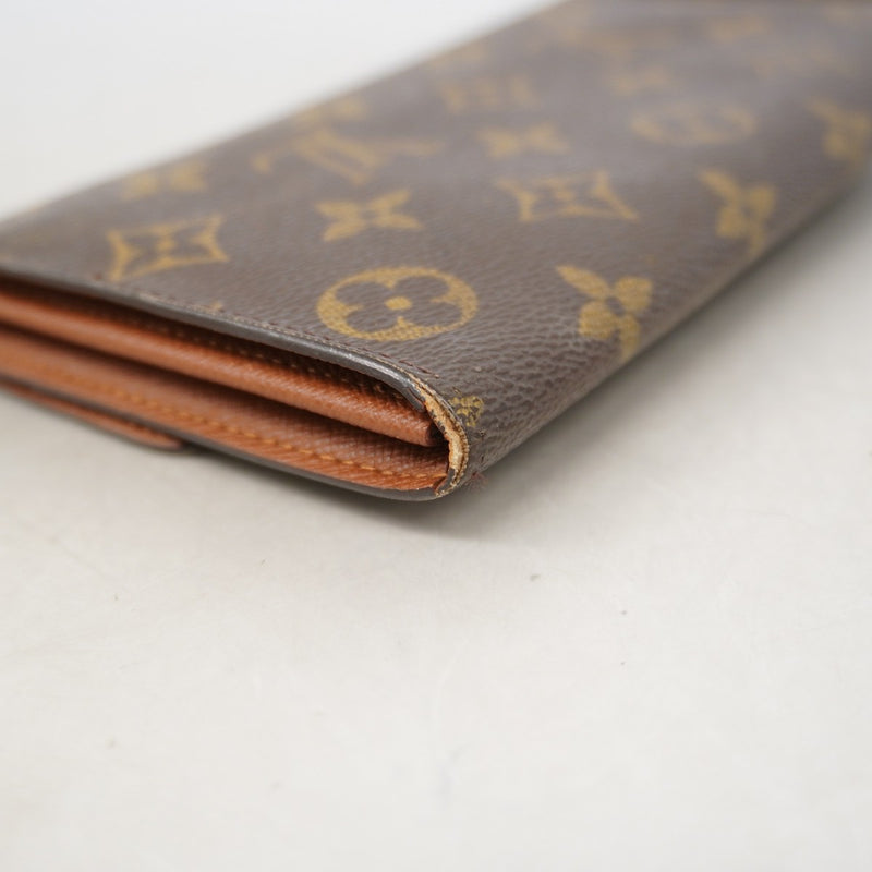 【6gd5348】ルイヴィトン 長財布 モノグラム ポシェットポルトモネクレディ M61725 ブラウン【中古】レディース
