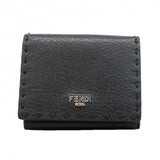 【6gd5350】フェンディ 三つ折り財布 セレリア レザー ブラック シルバー金具【中古】レディース