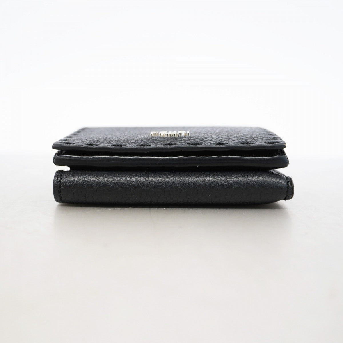 【6gd5350】フェンディ 三つ折り財布 セレリア レザー ブラック シルバー金具【中古】レディース