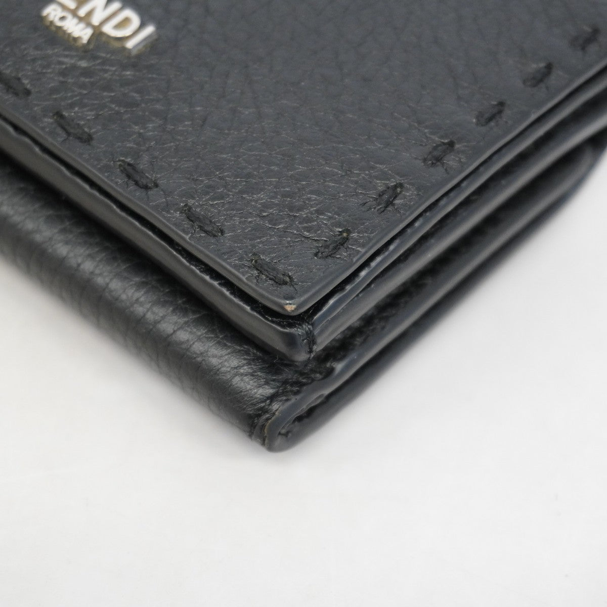 【6gd5350】フェンディ 三つ折り財布 セレリア レザー ブラック シルバー金具【中古】レディース