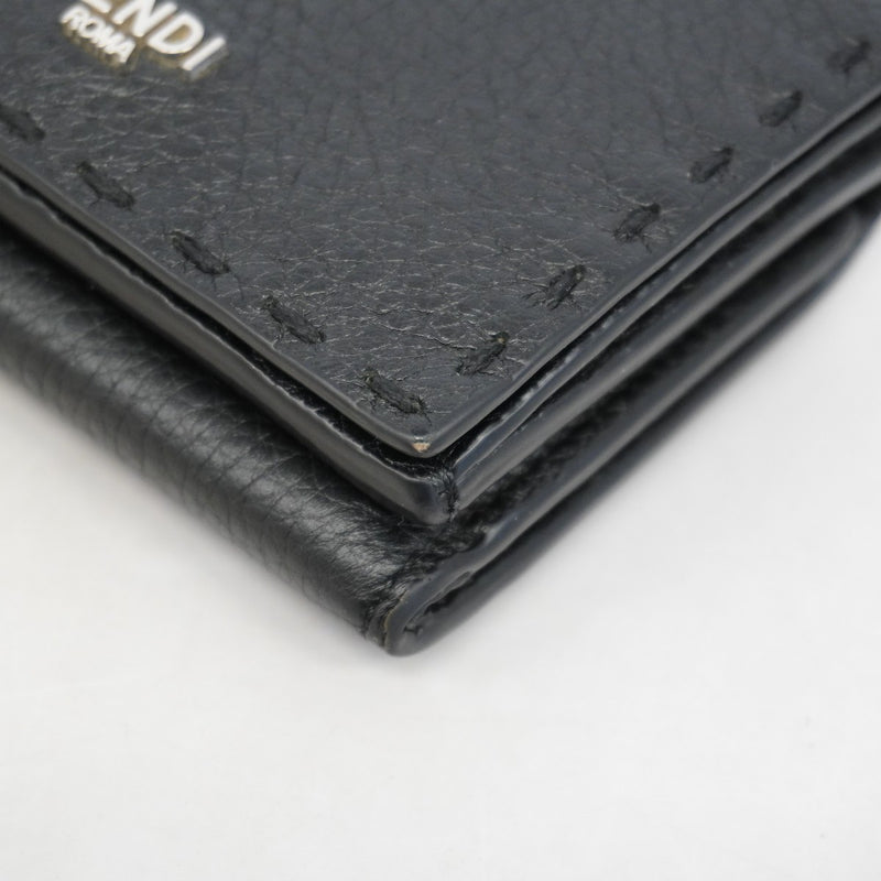 【6gd5350】フェンディ 三つ折り財布 セレリア レザー ブラック シルバー金具【中古】レディース