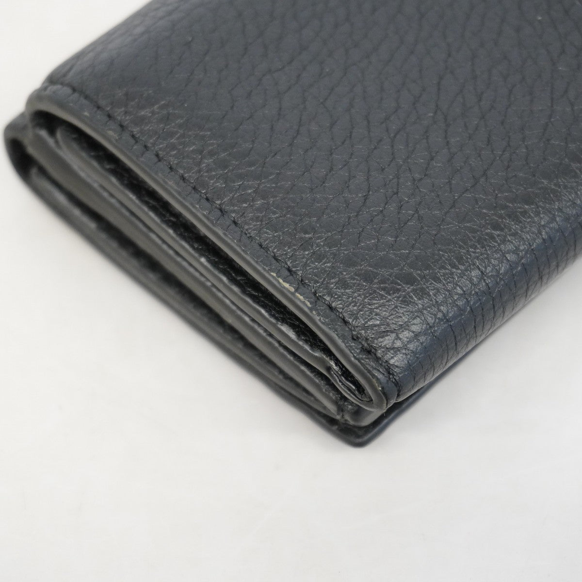 【6gd5350】フェンディ 三つ折り財布 セレリア レザー ブラック シルバー金具【中古】レディース