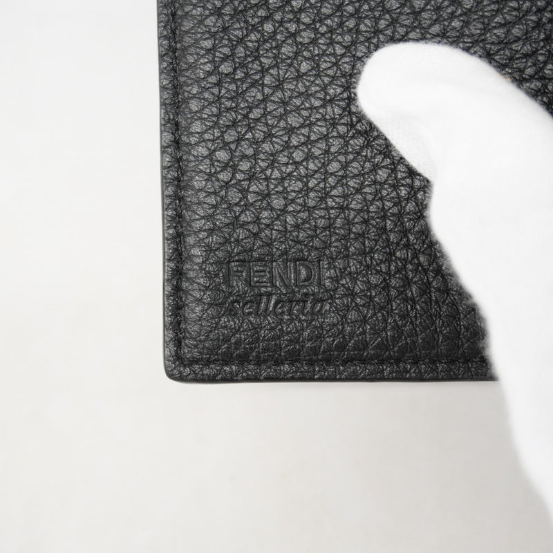 【6gd5350】フェンディ 三つ折り財布 セレリア レザー ブラック シルバー金具【中古】レディース