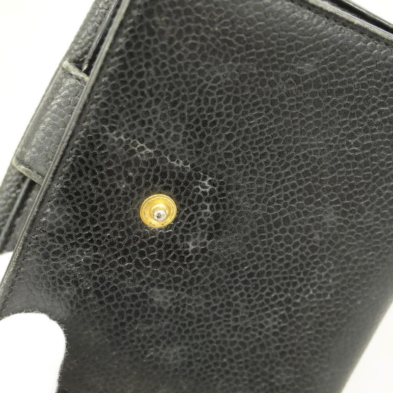 【6gd5351-k】シャネル 財布 キャビアスキン ブラック ゴールド金具【中古】レディース