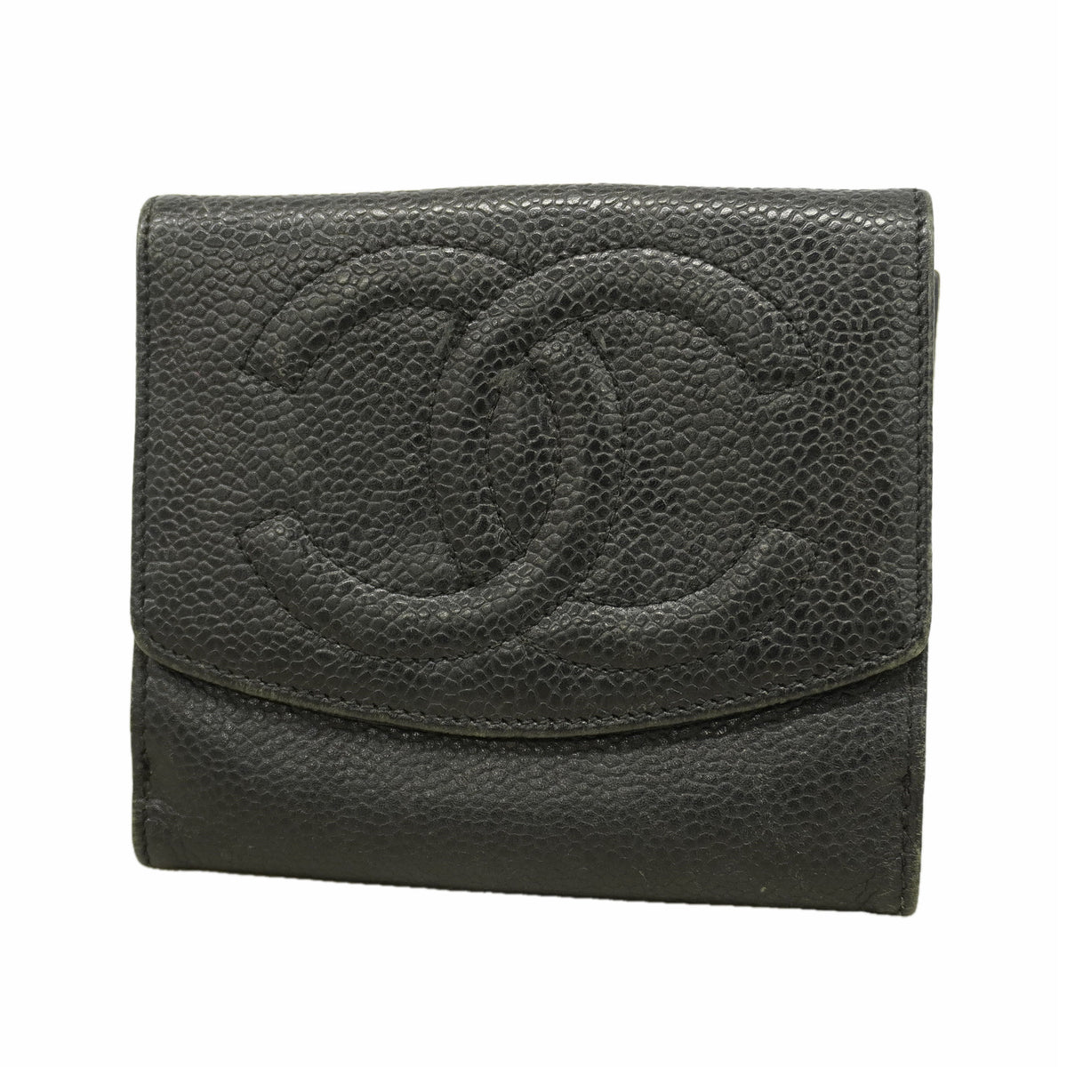 【6gd5351-k】シャネル 財布 キャビアスキン ブラック ゴールド金具【中古】レディース