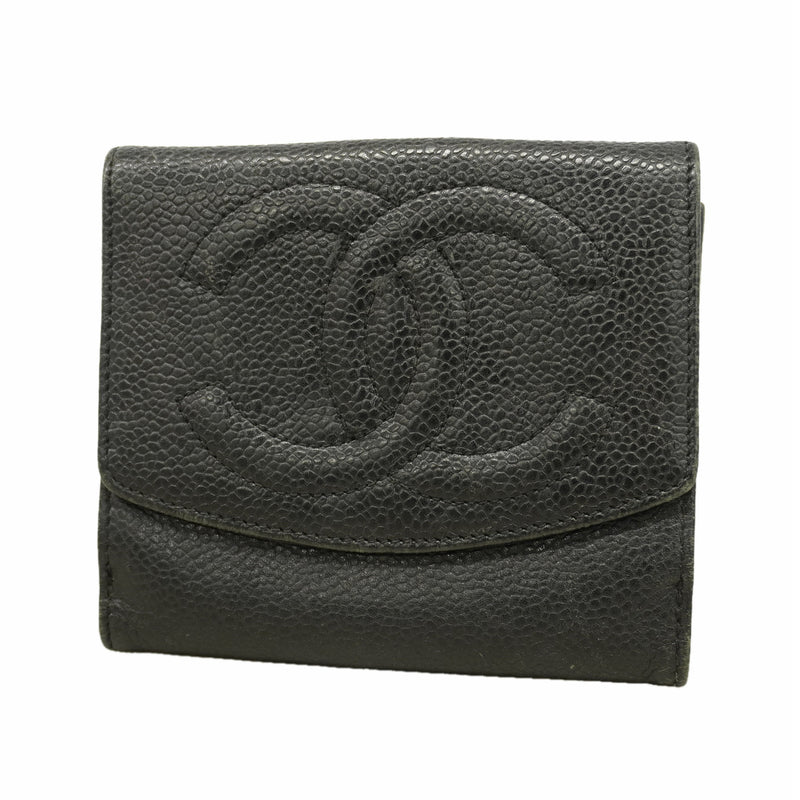 【6gd5351-k】シャネル 財布 キャビアスキン ブラック ゴールド金具【中古】レディース