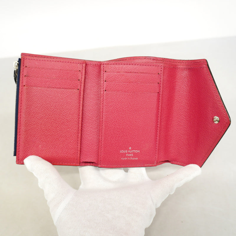 【6gd5358-k】ルイヴィトン 三つ折り財布 エピ ポルトフォイユヴィクトリーヌ M62204 ピンク アンディゴブルー【中古】レディース