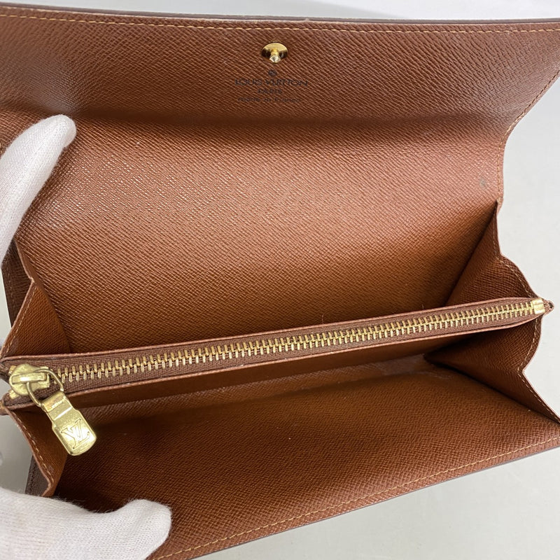 【6gd5377】ルイヴィトン 長財布 モノグラム ポシェットポルトモネクレディ M61725 ブラウン【中古】レディース