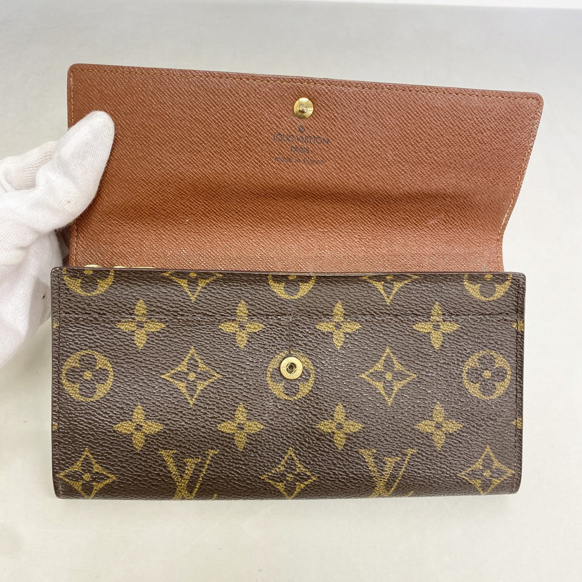 【6gd5377】ルイヴィトン 長財布 モノグラム ポシェットポルトモネクレディ M61725 ブラウン【中古】レディース