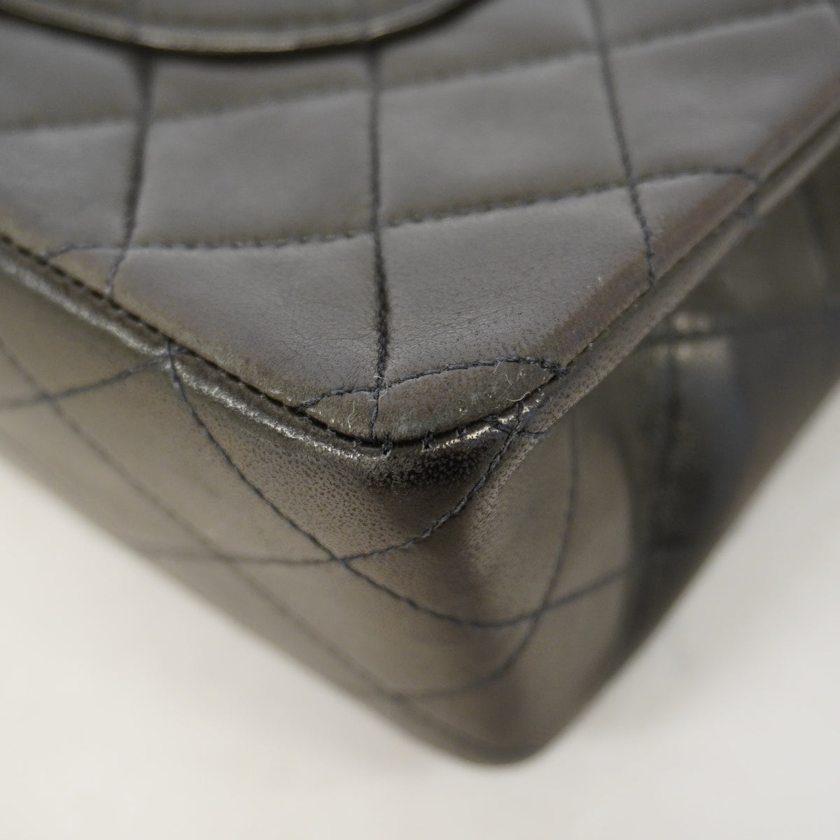 【6ge5379】シャネル ショルダーバッグ マトラッセ Wフラップ Wチェーン ラムスキン ブラック ゴールド金具【中古】レディース