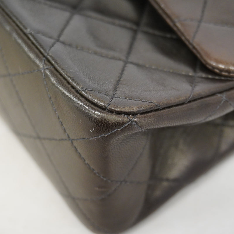 【6ge5379】シャネル ショルダーバッグ マトラッセ Wフラップ Wチェーン ラムスキン ブラック ゴールド金具【中古】レディース