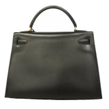 【6ge5417-h】エルメス ハンドバッグ ケリー32 ボックスカーフ ブラック ゴールド金具 〇W刻印 2wayバッグ【中古】レディース