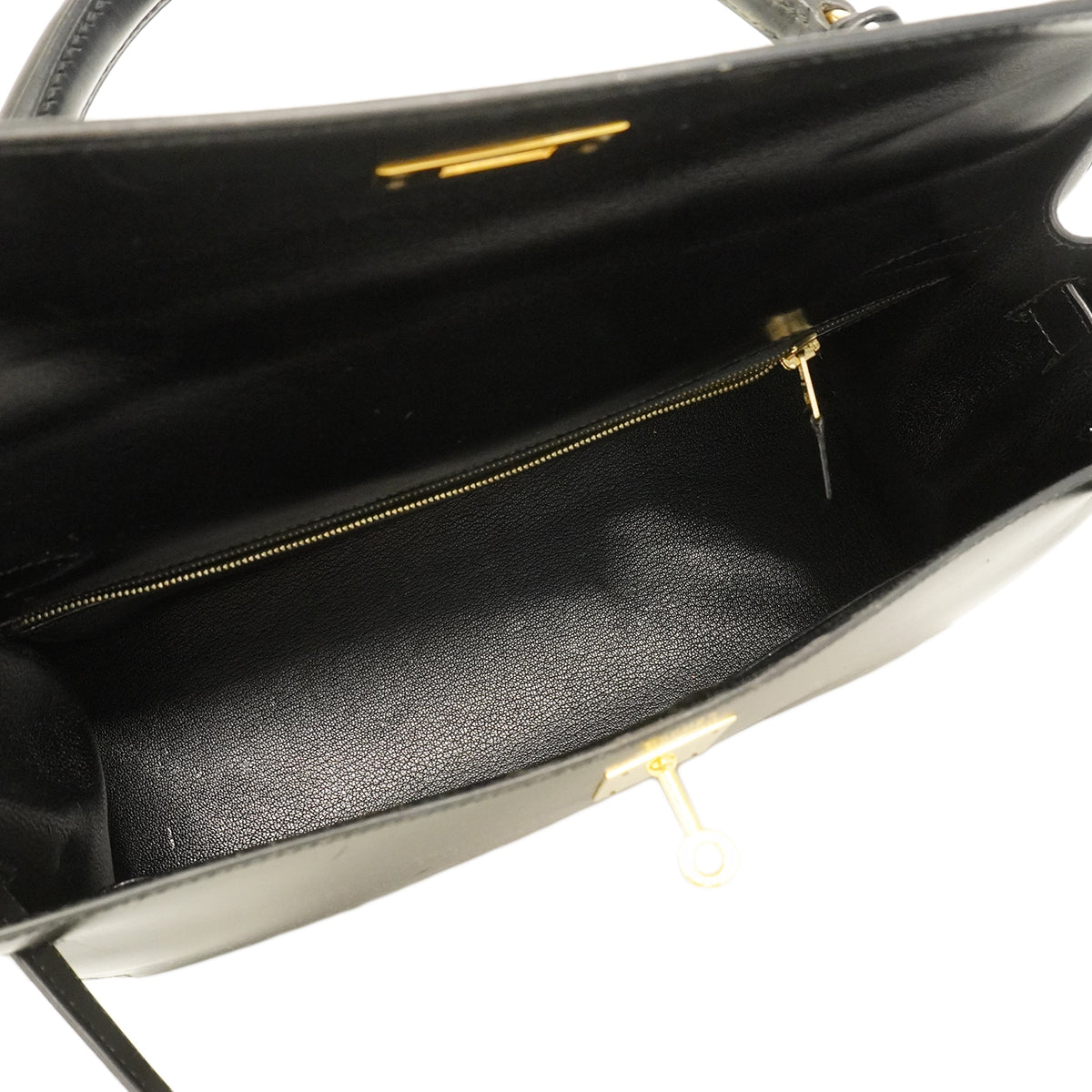 【6ge5417-h】エルメス ハンドバッグ ケリー32 ボックスカーフ ブラック ゴールド金具 〇W刻印 2wayバッグ【中古】レディース