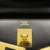 【6ge5417-h】エルメス ハンドバッグ ケリー32 ボックスカーフ ブラック ゴールド金具 〇W刻印 2wayバッグ【中古】レディース