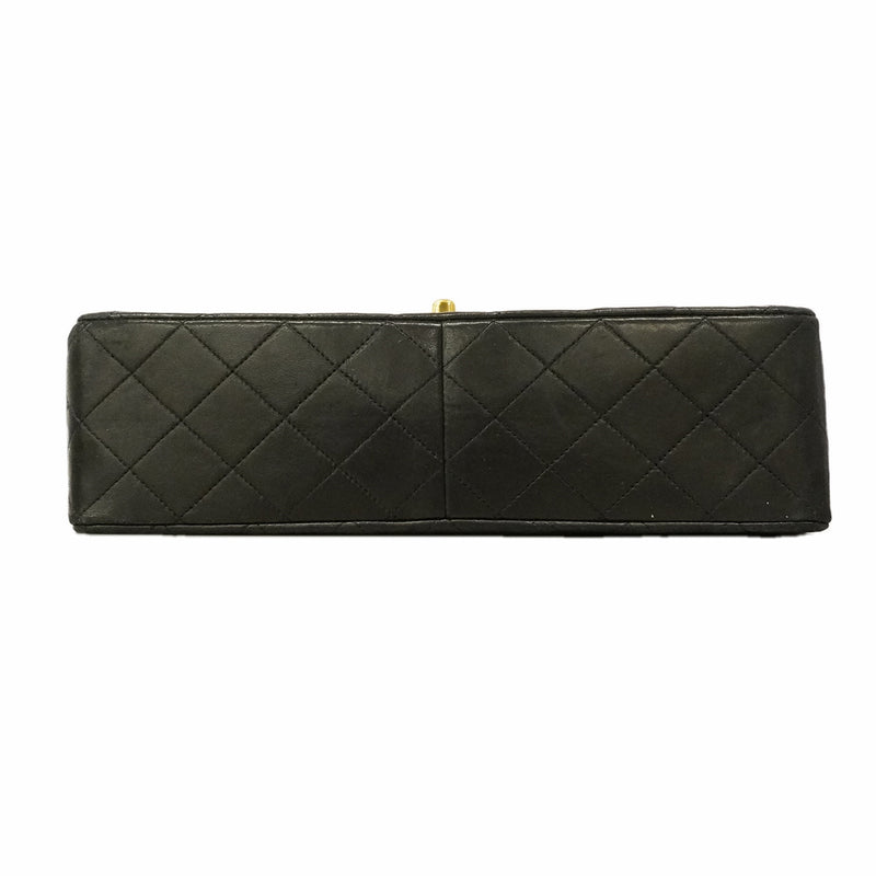 【6ge5418】シャネル ショルダーバッグ マトラッセ Wチェーン ラムスキン ブラック ゴールド金具【中古】レディース