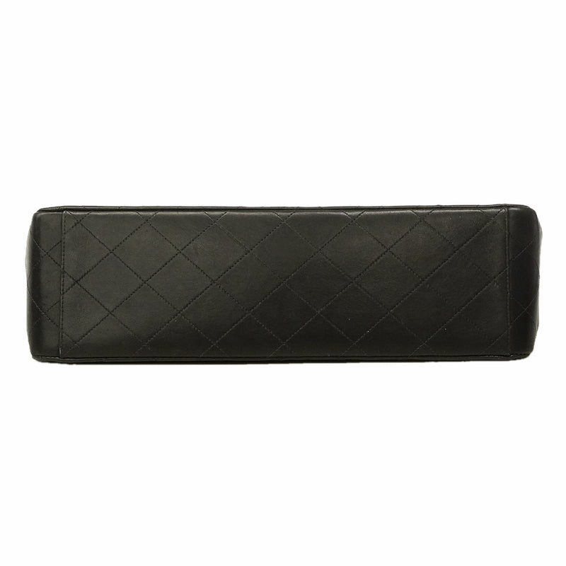 【6ge5419】シャネル ショルダーバッグ デカマトラッセ Wチェーン ラムスキン ブラック ゴールド金具【中古】レディース
