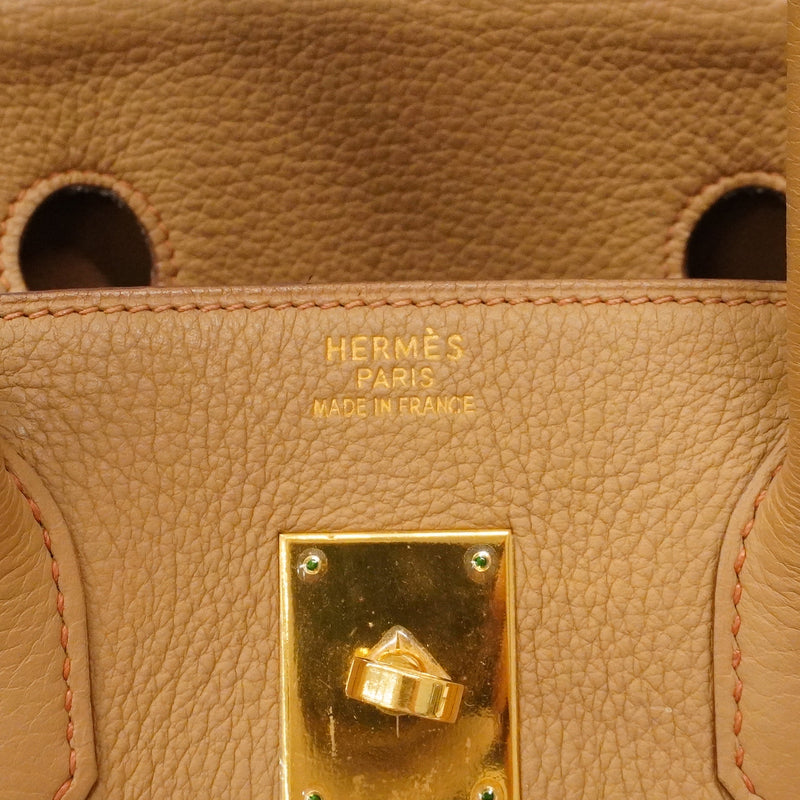 【6ge5423-h】エルメス ハンドバッグ バーキン35 トゴ タバックキャメル ゴールド金具 □G刻印【中古】レディース
