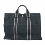 【6ge5424-k】エルメス トートバッグ フールトゥMM キャンバス ブラック シルバー金具【中古】メンズ レディース ユニセックス
