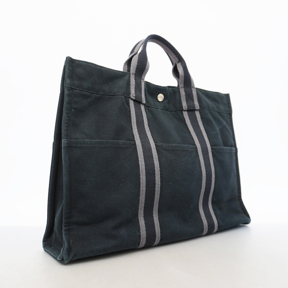 【6ge5424-k】エルメス トートバッグ フールトゥMM キャンバス ブラック シルバー金具【中古】メンズ レディース ユニセックス