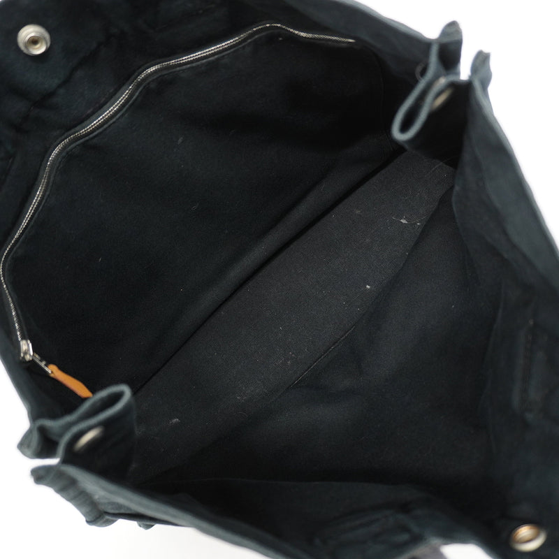 【6ge5424-k】エルメス トートバッグ フールトゥMM キャンバス ブラック シルバー金具【中古】メンズ レディース ユニセックス