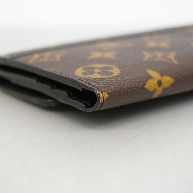 【6ge5437-k】ルイヴィトン 三つ折り財布 モノグラム・マカサー ポルトフォイユロン M60168 ブラウン ブラック【中古】メンズ