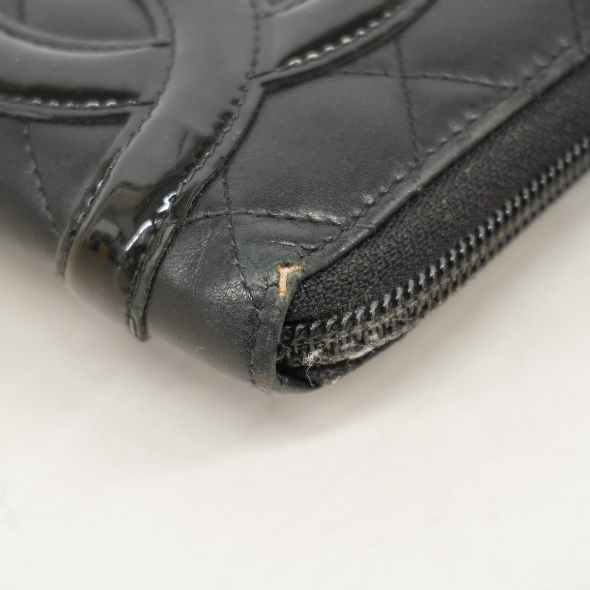 【6ge5442-k】シャネル 長財布 カンボン ラムスキン ブラック シルバー金具【中古】レディース