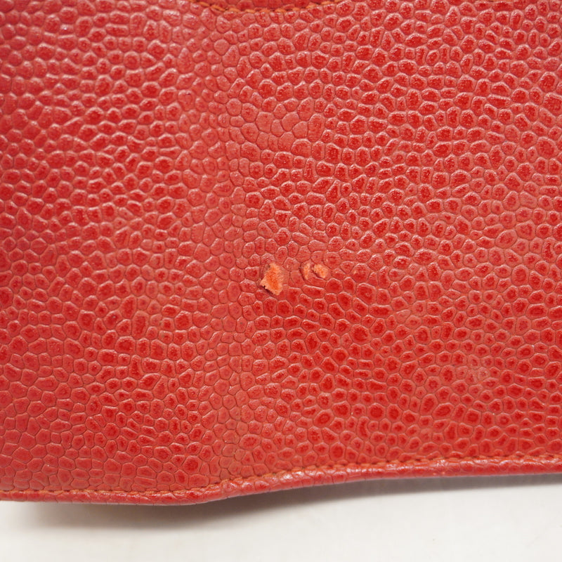 【6ge5443-k】シャネル 手帳カバー キャビアスキン レッド ゴールド金具【中古】レディース