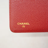 【6ge5443-k】シャネル 手帳カバー キャビアスキン レッド ゴールド金具【中古】レディース