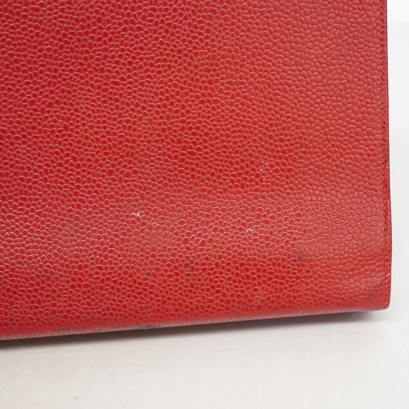 【6ge5443-k】シャネル 手帳カバー キャビアスキン レッド ゴールド金具【中古】レディース