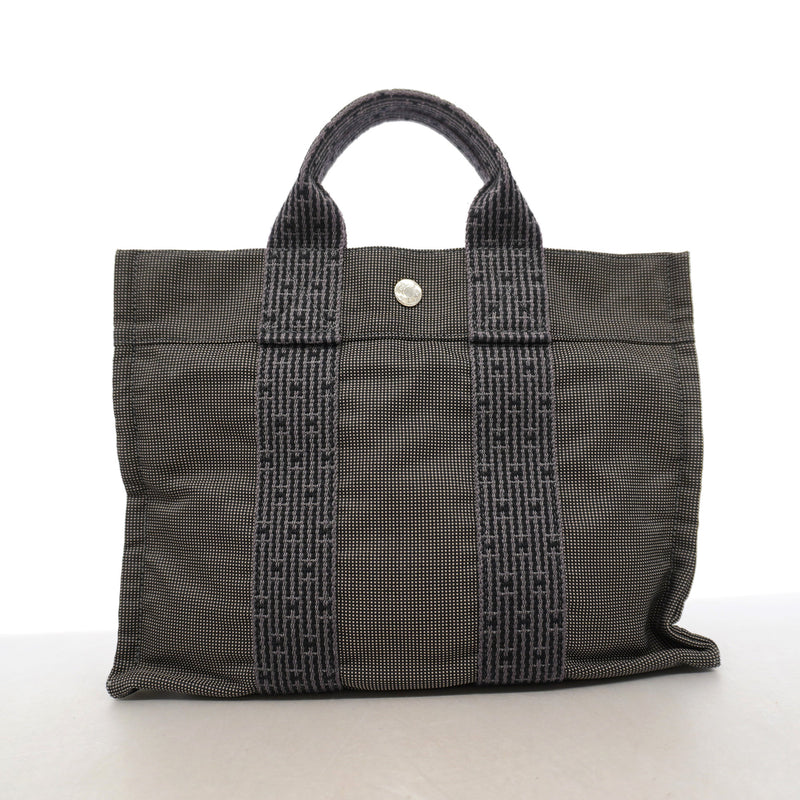 【6ge5444-k】エルメス ハンドバッグ エールラインPM ナイロン グレー シルバー金具【中古】メンズ レディース ユニセックス