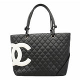 【6ge5445-k】シャネル トートバッグ カンボン ラムスキン ブラック シルバー金具【中古】レディース