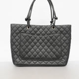 【6ge5445-k】シャネル トートバッグ カンボン ラムスキン ブラック シルバー金具【中古】レディース