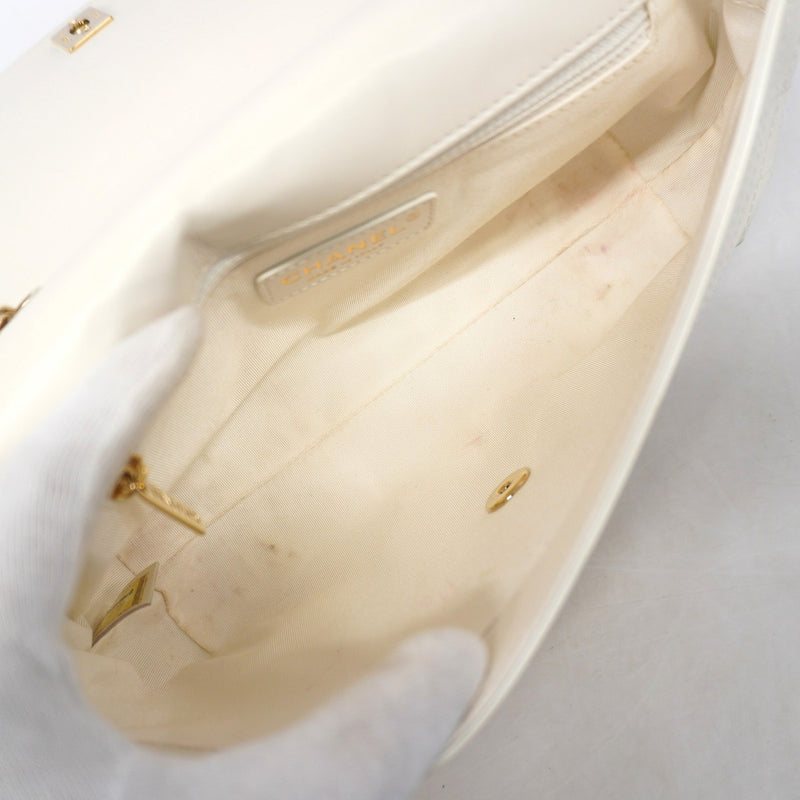 【6ge5457-k】シャネル ショルダーバッグ マトラッセ Wチェーン ラムスキン ホワイト ゴールド金具【中古】レディース