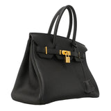 【6ge5464】エルメス ハンドバッグ バーキン30 トゴ ブラック ゴールド金具 G刻印【中古】レディース
