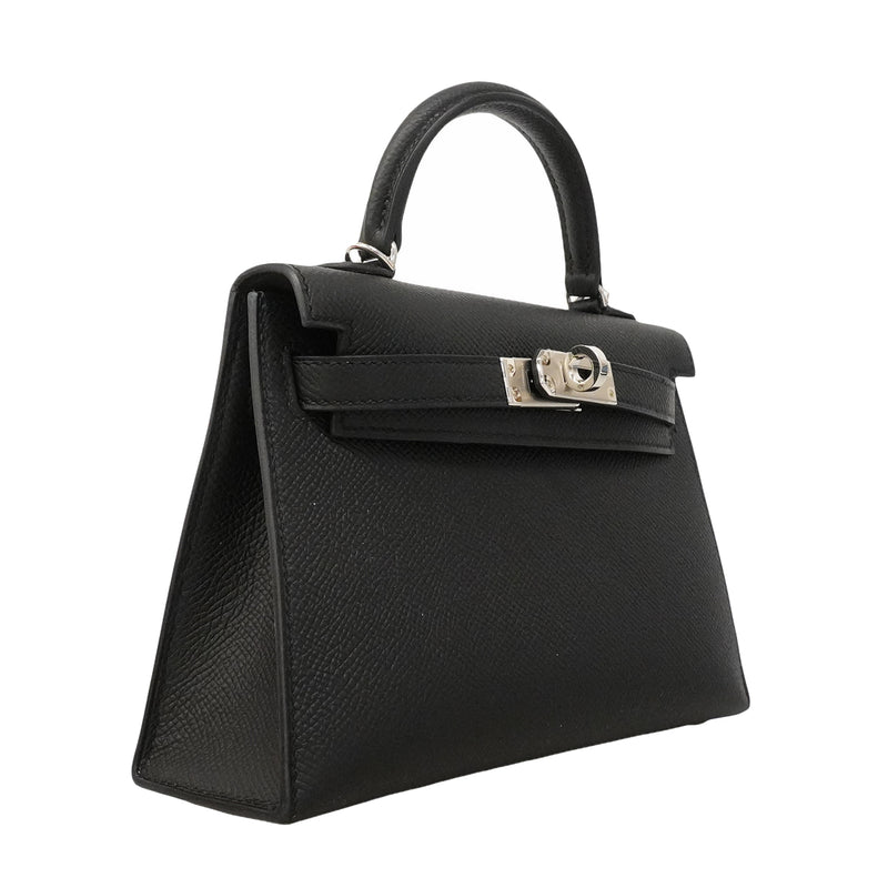 【6ge5465】エルメス ハンドバッグ ミニケリー2 ヴォーエプソン ブラック シルバー金具 G刻印 2wayバッグ【中古】レディース
