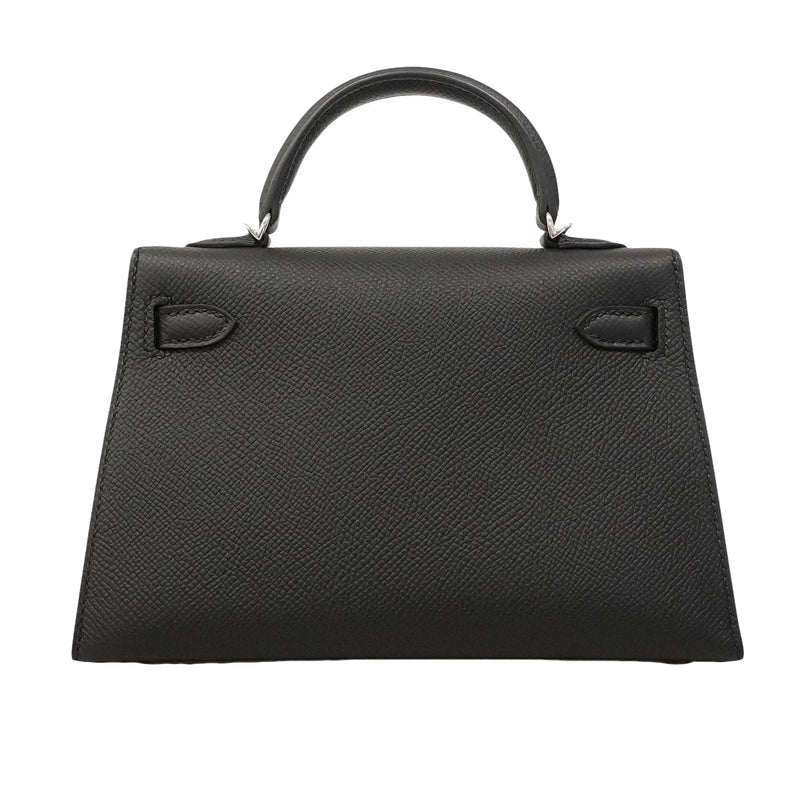 【6ge5465】エルメス ハンドバッグ ミニケリー2 ヴォーエプソン ブラック シルバー金具 G刻印 2wayバッグ【中古】レディース
