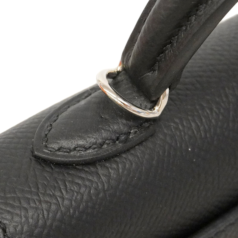 【6ge5465】エルメス ハンドバッグ ミニケリー2 ヴォーエプソン ブラック シルバー金具 G刻印 2wayバッグ【中古】レディース