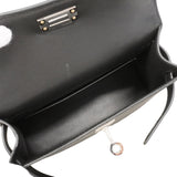 【6ge5465】エルメス ハンドバッグ ミニケリー2 ヴォーエプソン ブラック シルバー金具 G刻印 2wayバッグ【中古】レディース