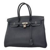 【6ge5476】エルメス ハンドバッグ バーキン35 トゴ ブルーニュイ シルバー金具 T刻印【中古】メンズ
