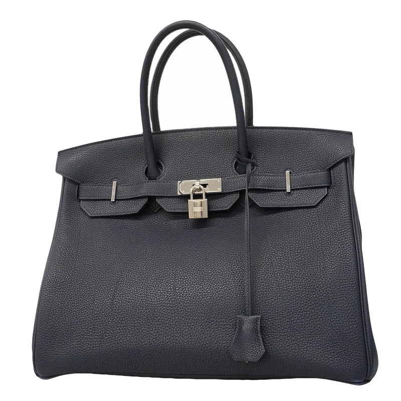 【6ge5476】エルメス ハンドバッグ バーキン35 トゴ ブルーニュイ シルバー金具 T刻印【中古】メンズ