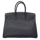 【6ge5476】エルメス ハンドバッグ バーキン35 トゴ ブルーニュイ シルバー金具 T刻印【中古】メンズ