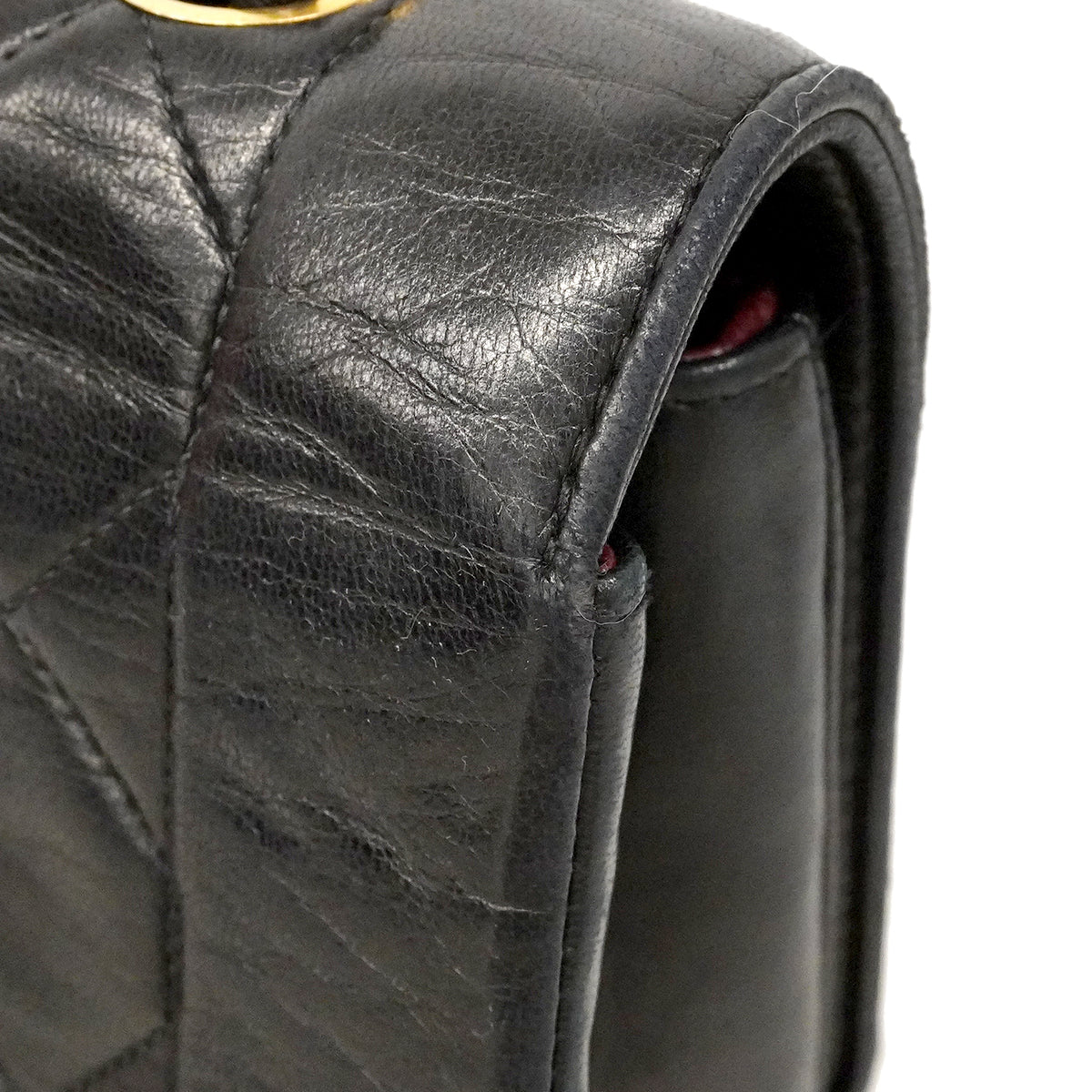 【6ge5479】シャネル ショルダーバッグ ダイアナ チェーンショルダー ラムスキン ブラック ゴールド金具【中古】レディース