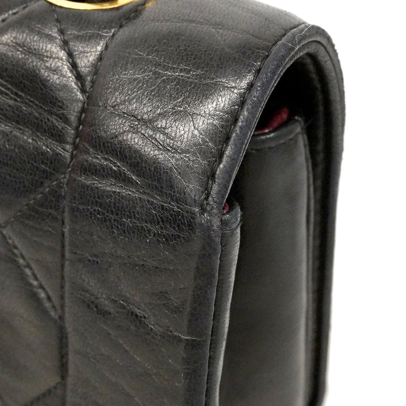 【6ge5479】シャネル ショルダーバッグ ダイアナ チェーンショルダー ラムスキン ブラック ゴールド金具【中古】レディース