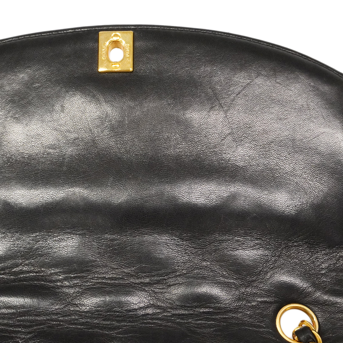 【6ge5479】シャネル ショルダーバッグ ダイアナ チェーンショルダー ラムスキン ブラック ゴールド金具【中古】レディース