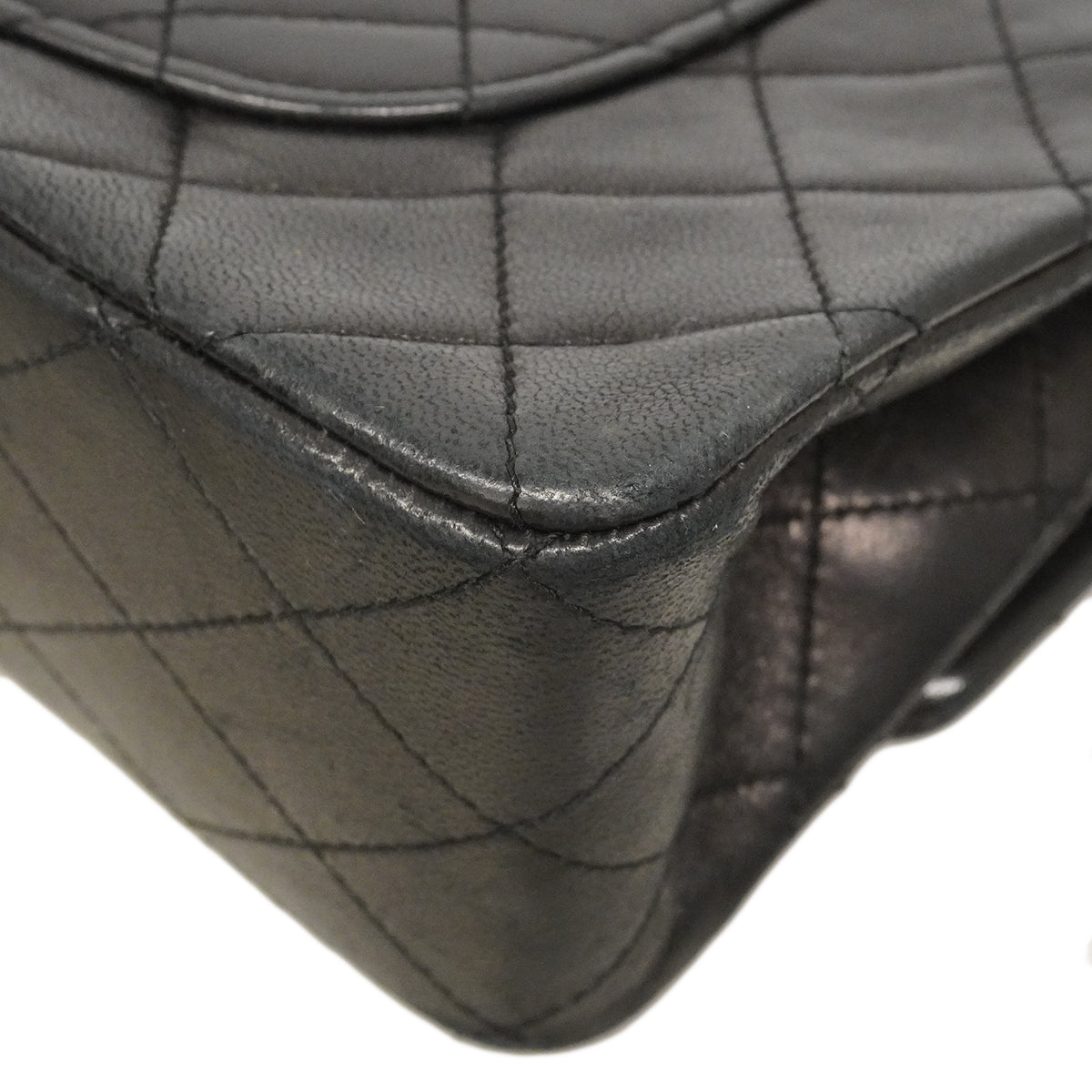【6ge5480】シャネル ショルダーバッグ マトラッセ Wフラップ Wチェーン ラムスキン ブラック ゴールド金具【中古】レディース