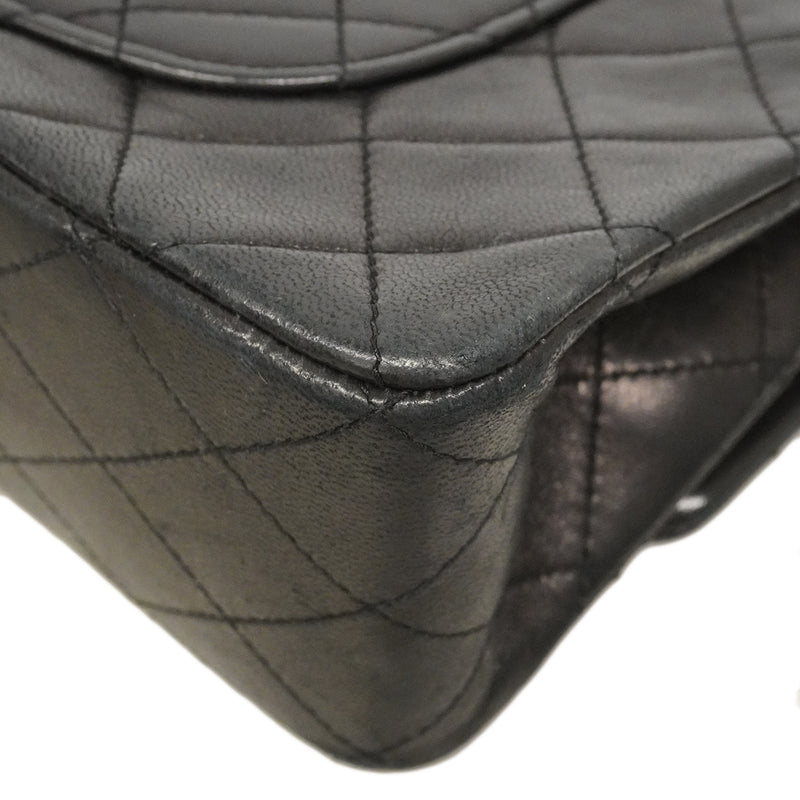 【6ge5480】シャネル ショルダーバッグ マトラッセ Wフラップ Wチェーン ラムスキン ブラック ゴールド金具【中古】レディース