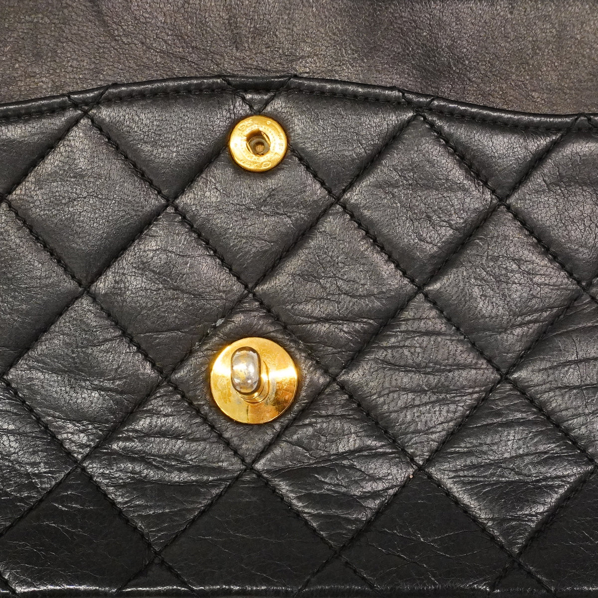 【6ge5480】シャネル ショルダーバッグ マトラッセ Wフラップ Wチェーン ラムスキン ブラック ゴールド金具【中古】レディース