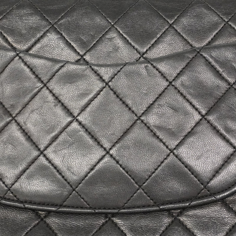 【6ge5480】シャネル ショルダーバッグ マトラッセ Wフラップ Wチェーン ラムスキン ブラック ゴールド金具【中古】レディース