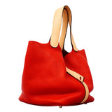【6ge5482】エルメス ハンドバッグ ピコタンロックタッチMM トリヨンクレマンス スイフト ローズエグランタイン/ルージュトマト シルバー金具 X刻印【中古】レディース