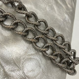 【6ge5531】シャネル ポーチ カメリア レザー シルバー シルバー金具【中古】レディース
